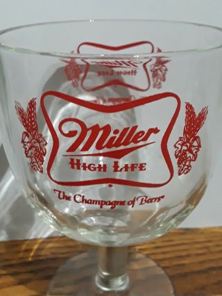 Vintage Miller High Life Beer 12 Oz.  Goblet Style Beer Glass Thumb Print 6 "