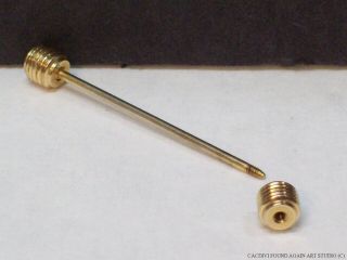 Vintage Gold Tone Tie Collar Bar Pin Grooved Barbell Ridged Lines Dumbbell 3