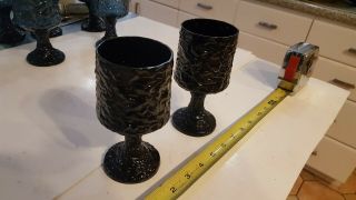 2 Vintage Lenox Crystal Impromptu Wine Glass Water Goblet Black Footed Stemware