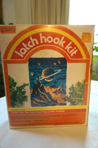 Vintage Latch Hook Rug Kit 20 X 27 Space Odyssey Planets Outerspace Saturn 1977