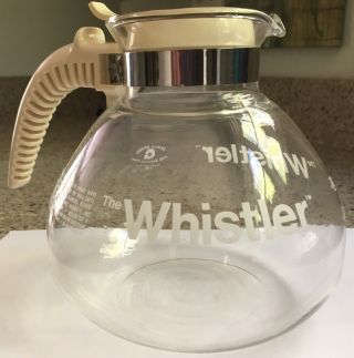 Vintage The Whistler Gemco Glass 6 - 86 Coffee Tea Pot Carafe - Cream Handle