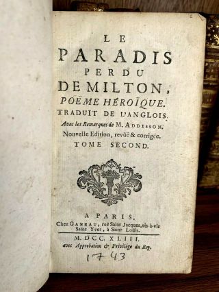 1743 Paradise Lost By Milton