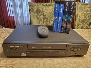 Mitsubishi Hs - U440 Vcr Player Vhs Recorder W/ Remote & 4 Blank Sony Tapes