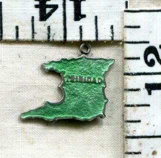 Vintage Sterling Bracelet Charm Thomas L.  Mott Enameled Trinidad Emerald Green