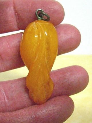 Amber Chunk Pendant 1 1/2 Inches Long Vintage