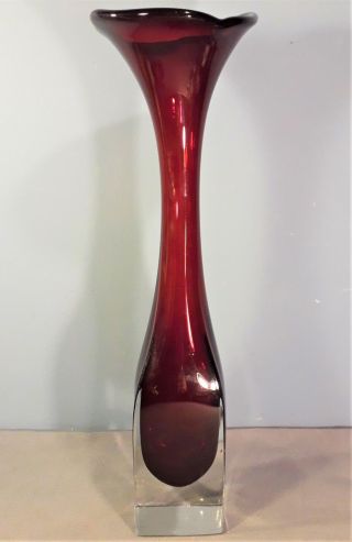 Vintage Swedish Aseda Ruby Art Glass Vase By Bo Borgstrom 60 