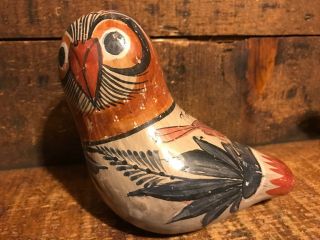 Vintage Mexican Folk Art Pottery Burnished Tonala Bird Owl