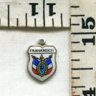 Vintage Sterling Bracelet Charm 81724 Enameled Travel Shield France
