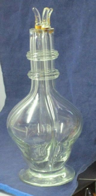 Vintage Czech Glass 4 Compartment Liquor Decanter