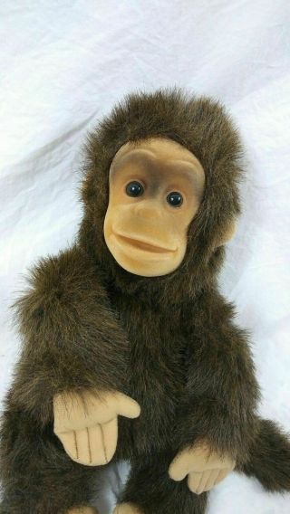 Vintage 1994 Hosung Full Body Brown Monkey Chimp Plush Hand Puppet,  Squeaks