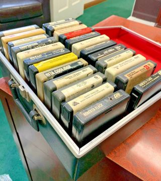Wow 24 Vintage 8 Track Tapes & Carrying Case \ Elvis/beegees/eagles Etc