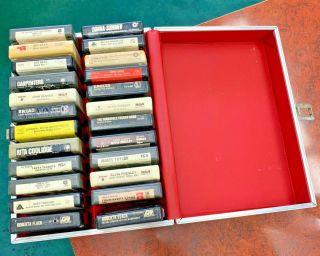 WOW 24 VINTAGE 8 TRACK TAPES & CARRYING CASE \ ELVIS/BEEGEES/EAGLES ETC 4