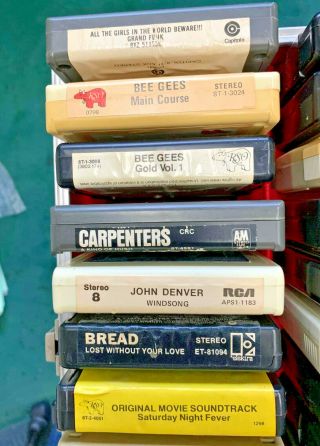 WOW 24 VINTAGE 8 TRACK TAPES & CARRYING CASE \ ELVIS/BEEGEES/EAGLES ETC 6