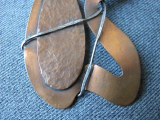 Vintage brutalist design solid copper and silver large pendant signed GAM? 4