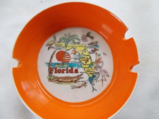 Vintage Florida Souvenir Ashtray Orange White Japan