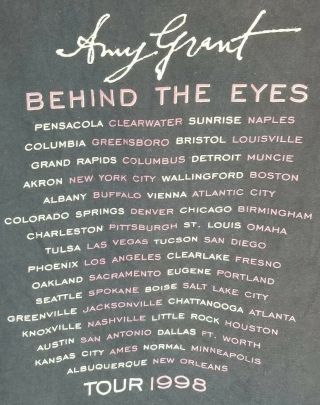Vintage Amy Grant Behind The Eyes Tour 1998 Mens T - shirt Size XL Black Pop Music 4