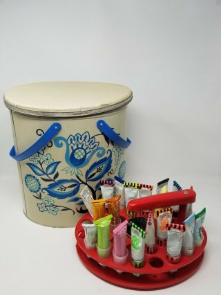 Vintage Tri Chem Liquid Embroidery Paint & Supplies & Oval Tin