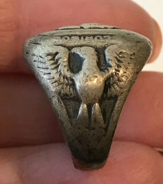 Vintage WWI or WWII US MARINE CORPS Sterling Eagle Globe Anchor Signet Ring Sz 6 4