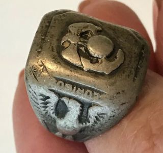 Vintage WWI or WWII US MARINE CORPS Sterling Eagle Globe Anchor Signet Ring Sz 6 6