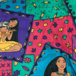 Pocahontas Twin Reversible Comforter Pillowcase Disney Blanket Vtg 90s Bedding