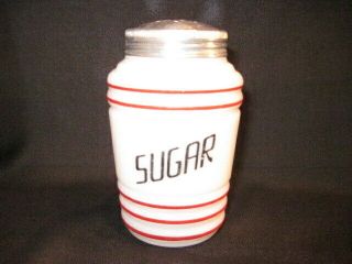 Vintage White And Red Sugar Shaker 4 1/2 " Tall Part Of Range Set -