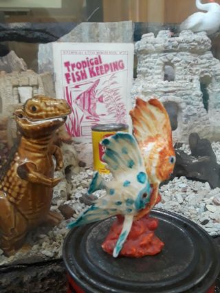 Vintage Old Aquarium Fishbowl Fish Tank Ceramic Batfish 5
