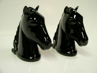 Vintage 1940`s Abingdon Weighted Black Horse Head Bookends 3lbs 4oz Each