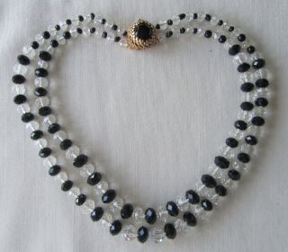 Vintage Essex Of Canada Black And White Rhinestone Necklace