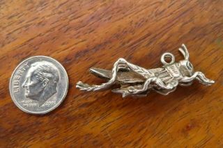Vintage Sterling Silver Grasshopper Cricket Insect Solid 3d Charm 5.  56g