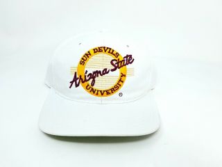 Vintage Arizona State Asu Snapback Hat Cap Sun Devils White Script The Game 90s