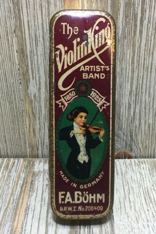 Vintage The Violin King Artist’s Band Music Advertising Tin