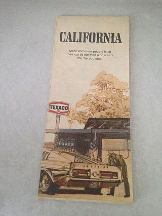 Vtg 1971 California Road Map Texaco Gas & Oil Filling Station Clasic Mustang Car