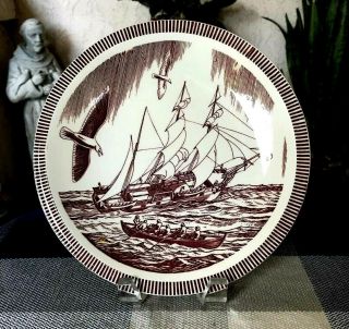 Vtg Vernon Kilns Moby Dick By Rockwell Kent 9.  5in Plate Made In California Usa