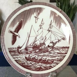 Vtg Vernon Kilns Moby Dick by Rockwell Kent 9.  5in Plate Made in California USA 2