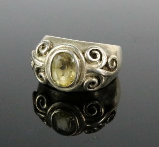Vintage 925 Sterling Silver Signed Harold Yellow Scroll Band Size 5.  75 Ring 6.  7g