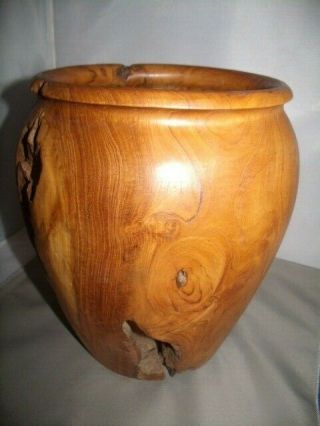 11 " Tall Burl Wood Vase,  Turned Rustic Organic Handcrafted Vintage Unsigned