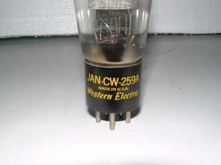 NOS WESTERN ELECTRIC JAN CW - 259A AMPLIFIER TUBE TESTS VERY GOOD ON TV - 7 2
