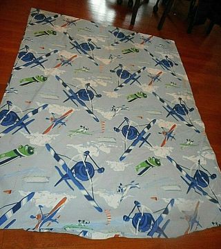 Pottery Barn Kids Blue Vintage Airplane Show Twin Duvet Cover Made In Isreal
