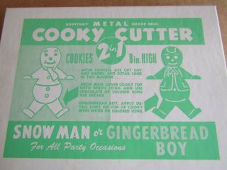 Vintage Metal Cooky Cutter 2 In 1 Gingerbread Boy/snow Man 8 " Tall Box