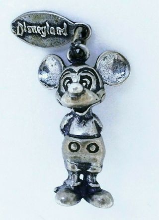 Vintage Disneyland 3d Mickey Mouse Hands Behind Back Sterling Silver Charm 7/8 "