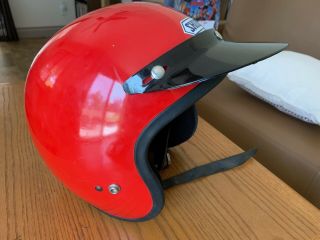 Vintage Motorcycle Shoei Helmet S - 22 - 80 D.  O.  T Snell 1980 Xl Red,  Flat Visor