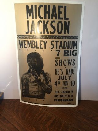 Michael Jackson Concert Poster Wembley Stadium 1988 Vintage 22 " X14”