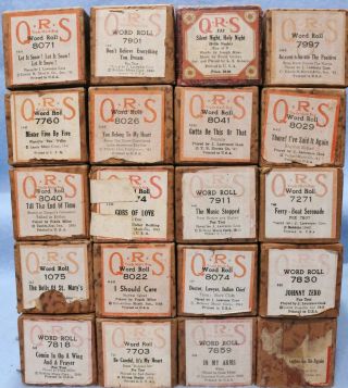 20 Vintage Player Piano Rolls Qrs In Boxes 