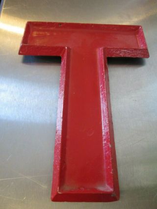 Vintage Adler 10 " Letter T Cast Aluminum Metal Marquee Movie Theater Sign Red