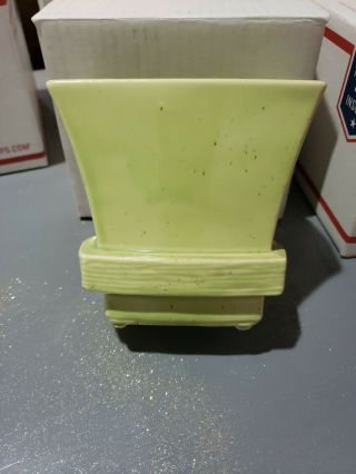Vintage Mccoy Green Speckled Planter Vase Flared Shape Pottery Usa 1940s