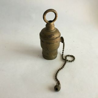 Vintage Screw Bulb Lamp Holder Light/socket W/ Pull Chain Rustic Brass Color 4 "