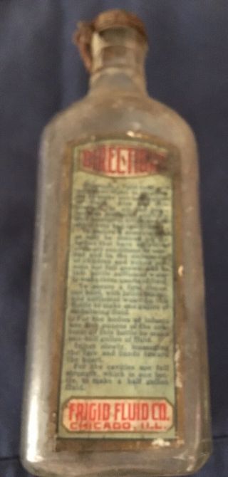 Frigid Fluid Co.  Chicago Ill.  Vintage Embalming Fluid Bottle Label