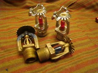 4 Vintage Fire Sprinkler Heads - 2 Brass Steampunk