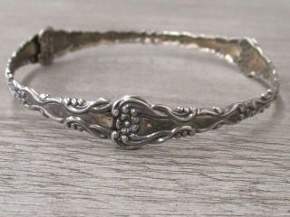 Vintage Beau Sterling Silver Jewelry Spoon Bangle Bracelet Floral Design
