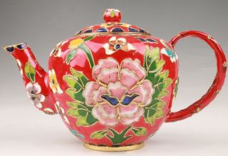 Vintage China Cloisonne Enamel Teapot Old Kettle Handmade Craft Collec Gift